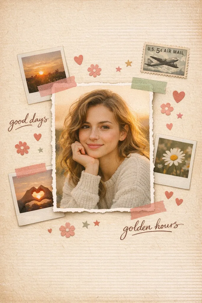 Aesthetic Scrapbook Cutouts AI Photo Prompt
