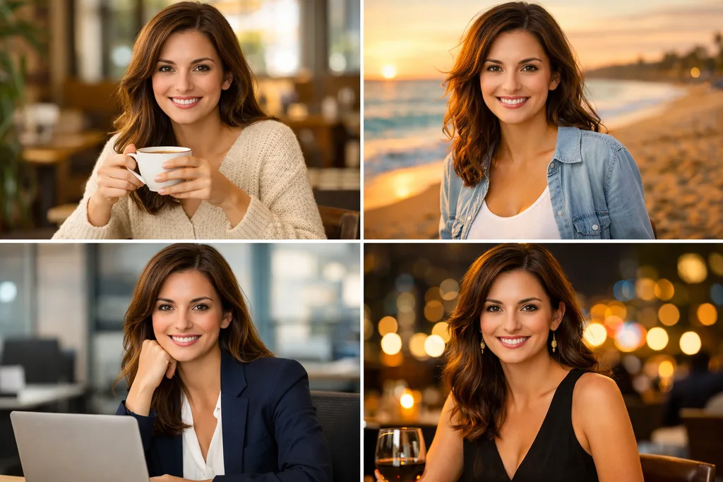 Character Consistency AI Photo Prompt โ Same Person, Multiple Scenes
