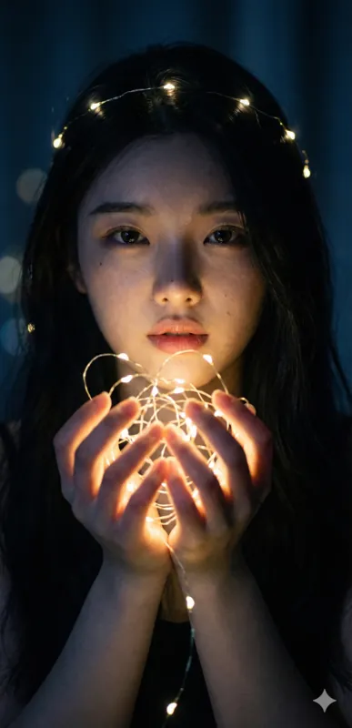 Cinematic Fairy Lights Portrait Woman - Thumbnail 2