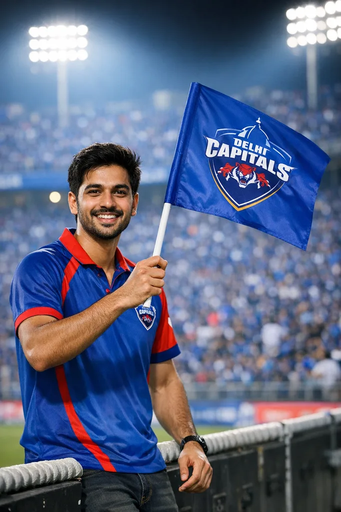 Delhi Capitals Fan at Arun Jaitley Stadium - IPL Photo Prompt