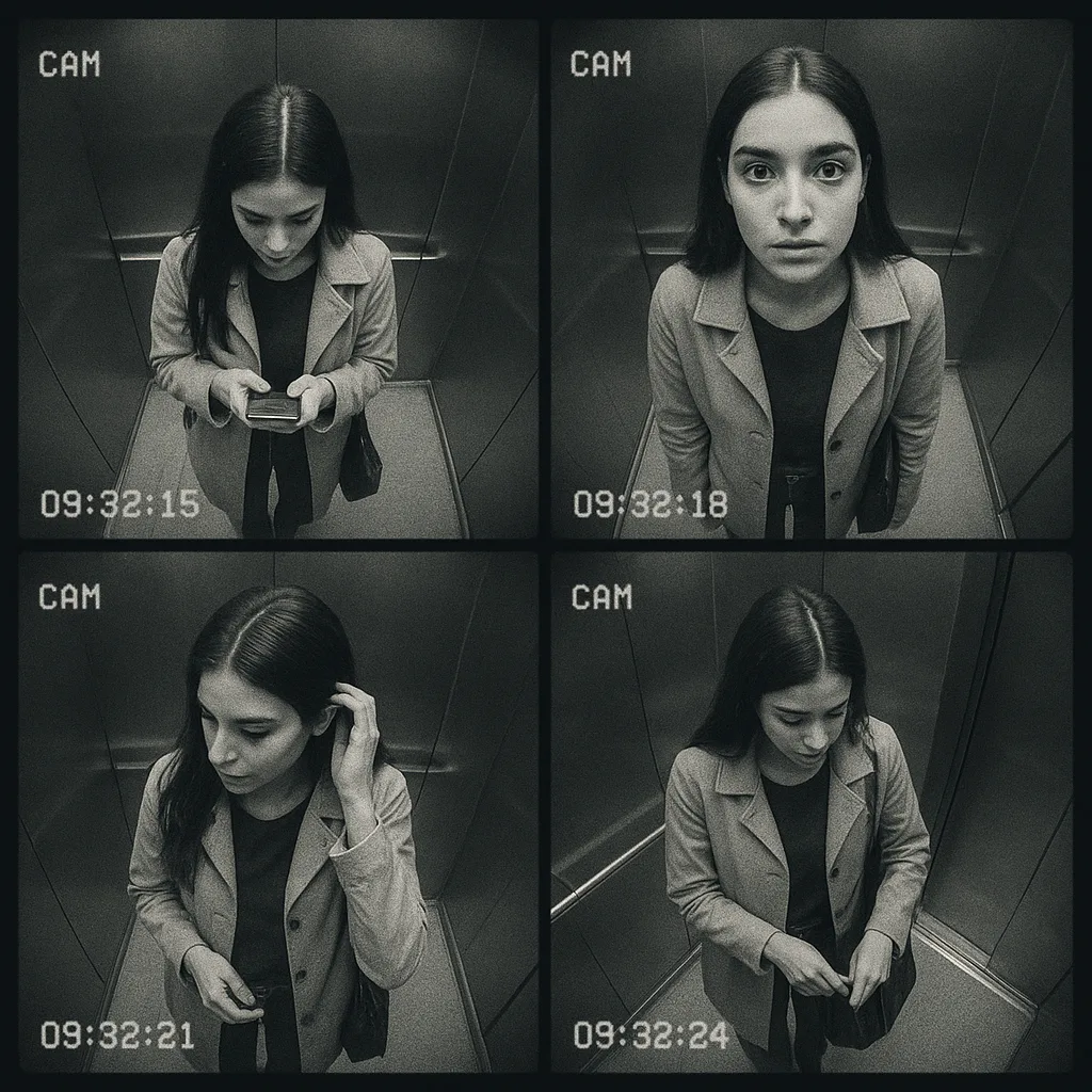 Elevator CCTV 4-Grid AI Photo Prompt