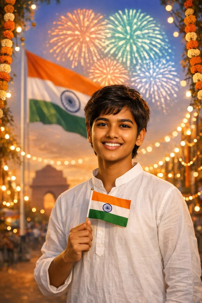 Independence Day India 2026 AI Photo Prompt — Tiranga & Fireworks Celebration