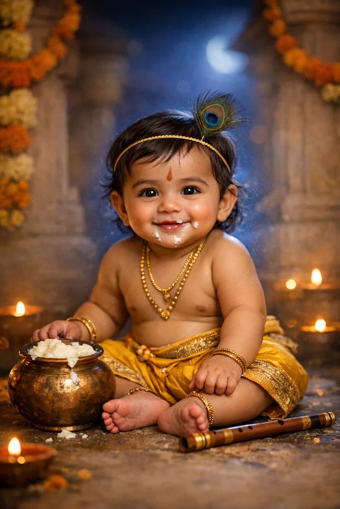 Janmashtami Baby Krishna Photo Prompt