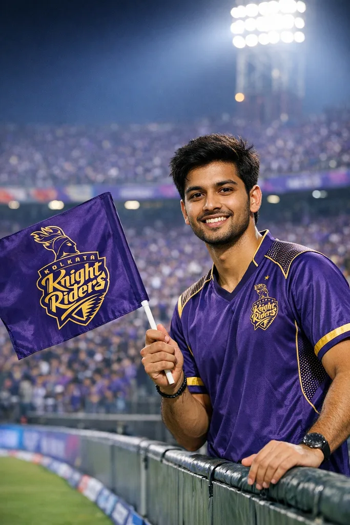 KKR Fan at Eden Gardens - IPL Stadium Photo Prompt
