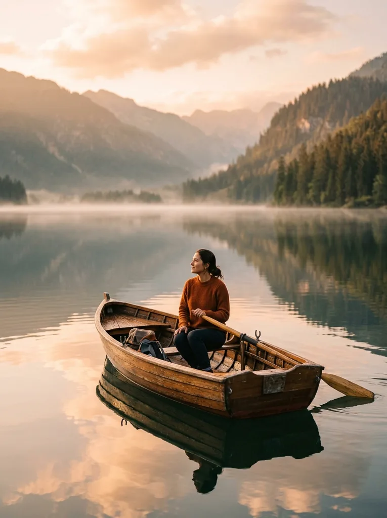 Lake Boat Cinematic AI Photo Prompt