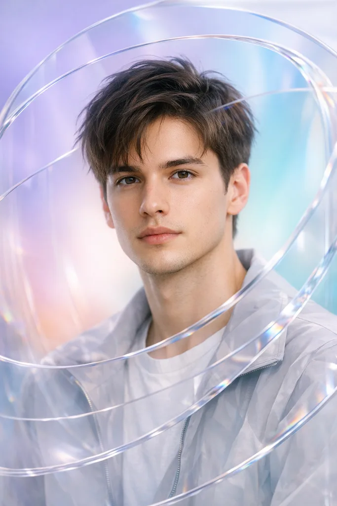 Liquid Glass Portrait AI Prompt - iOS 19 Apple Aesthetic