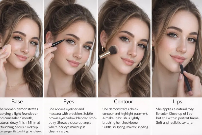 Makeup Tutorial Collage 1x4