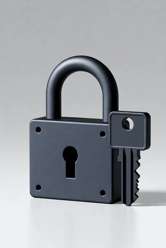 Padlock Key 3D Illustration - Thumbnail 2