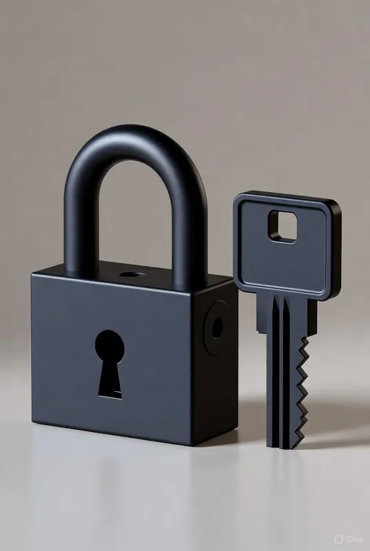 Padlock Key 3D Illustration - Thumbnail 3