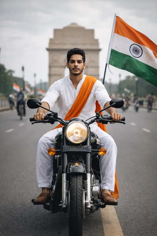 Patriotic Indian Biker