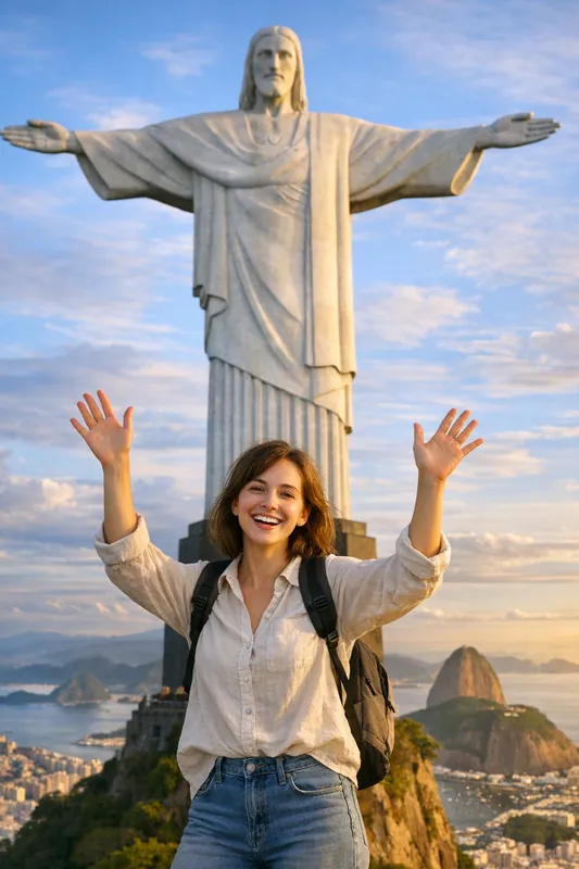 Photo at Christ the Redeemer - Rio de Janeiro Gemini AI Prompt