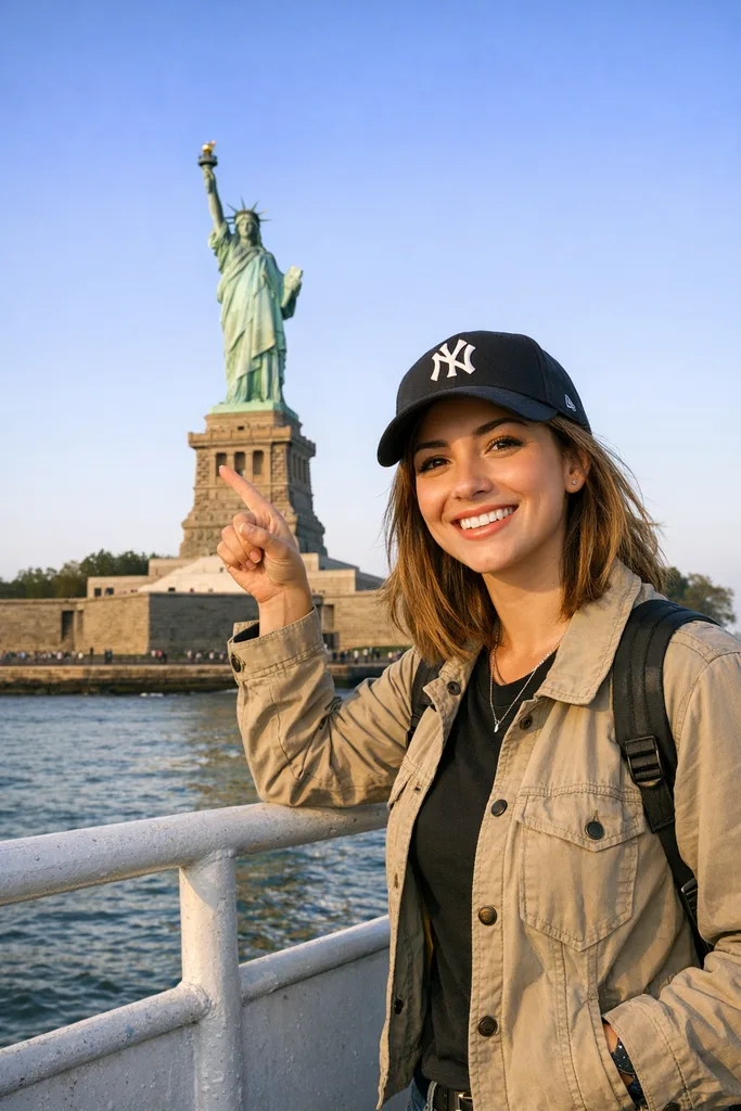 Photo at Statue of Liberty New York - Travel Gemini AI Prompt