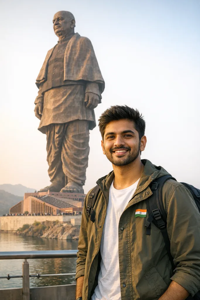 Photo at Statue of Unity - Gujarat Travel Gemini AI Prompt