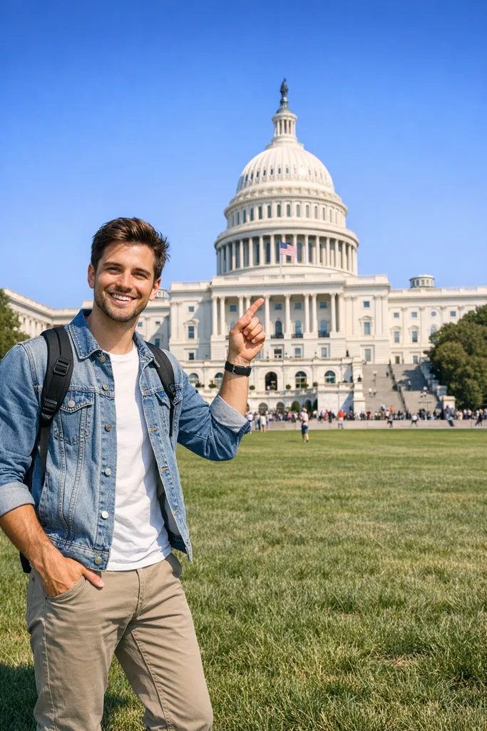 Photo at US Capitol Washington DC - Travel Gemini AI Prompt