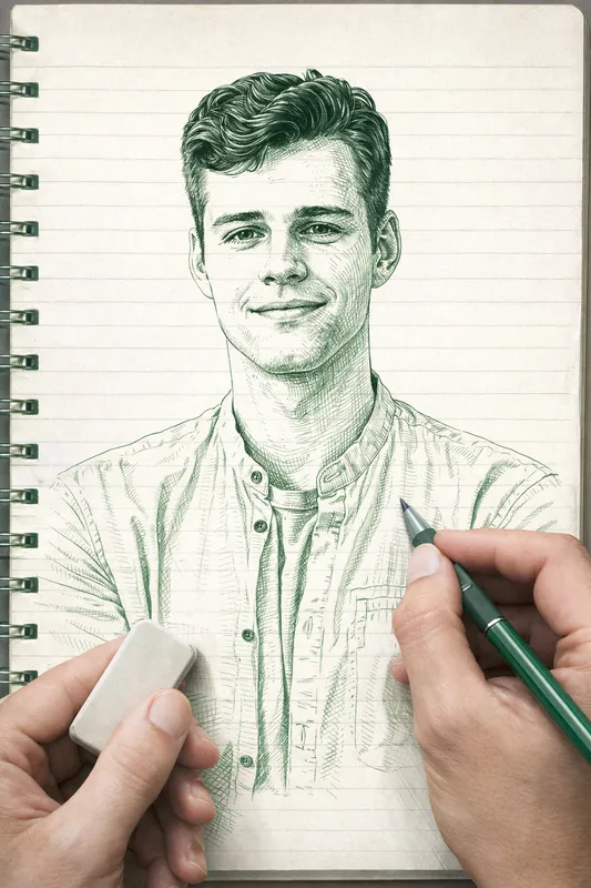 Photo-Style Line Drawing Ink Sketch