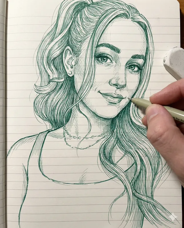 Photo-Style Line Drawing Ink Sketch - Thumbnail 2