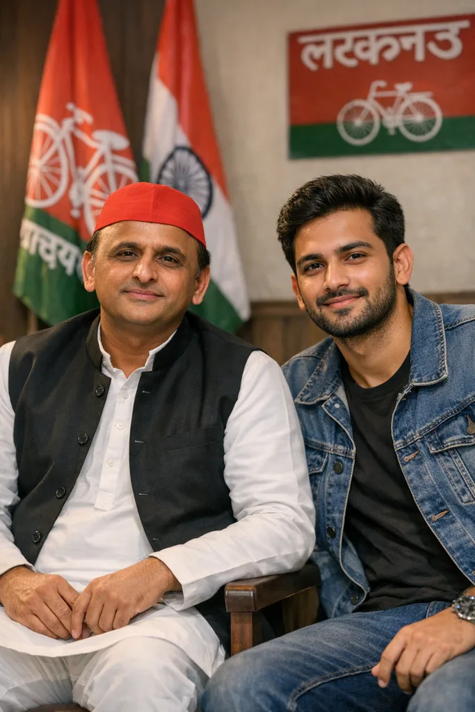 Photo with Akhilesh Yadav - SP Leader Gemini AI Prompt