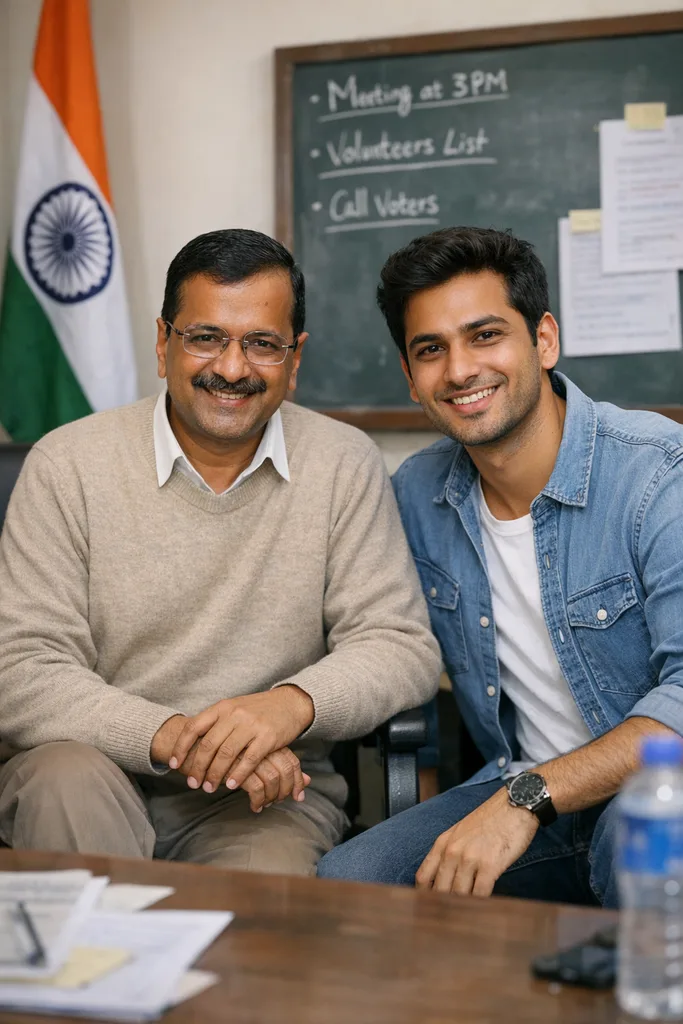 Photo with Arvind Kejriwal - AAP Leader Gemini AI Prompt