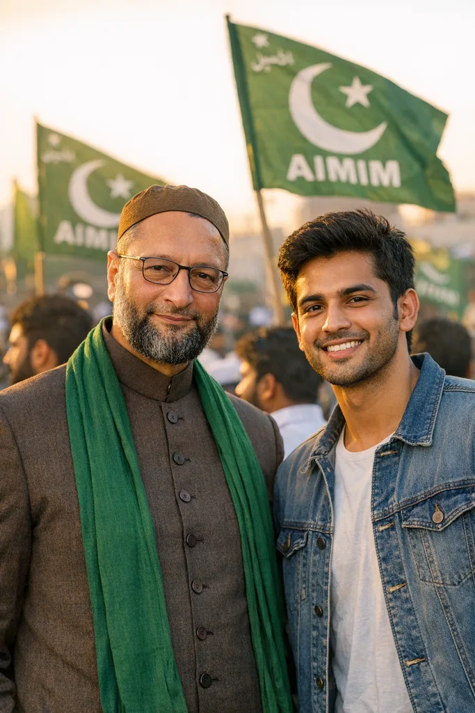 Photo with Asaduddin Owaisi - AIMIM Gemini AI Prompt