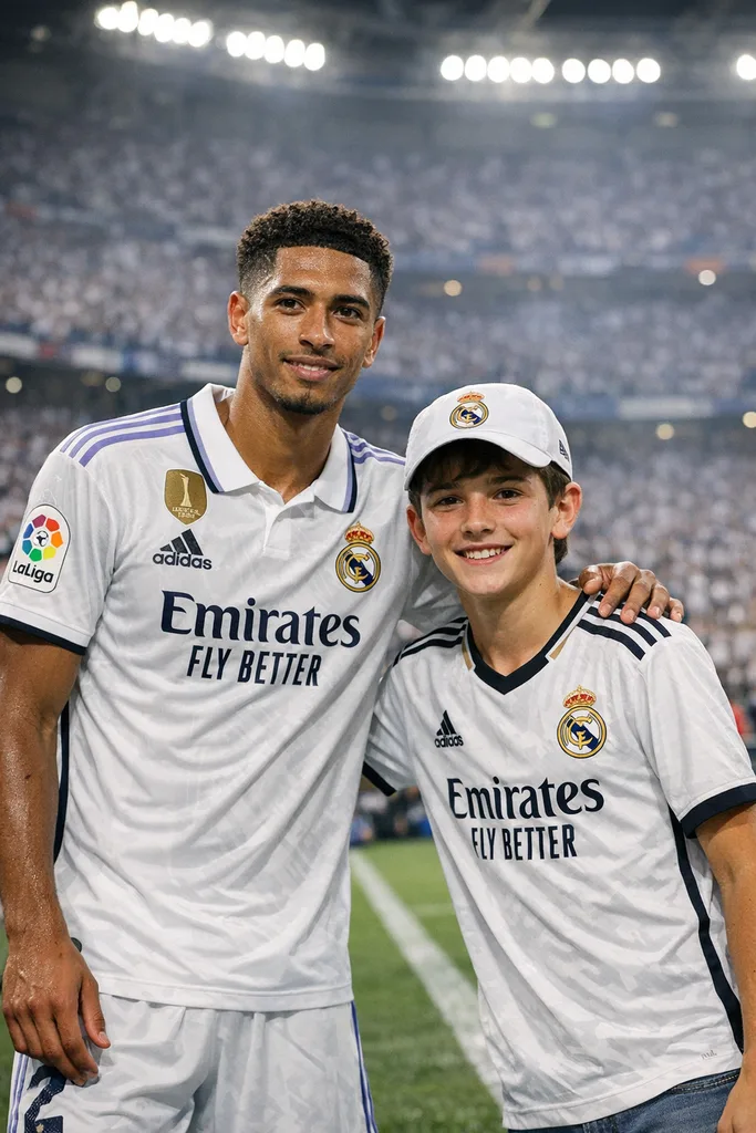 Photo with Jude Bellingham at Bernabéu - Gemini AI Prompt
