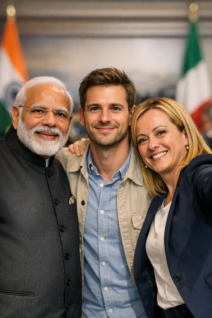 Photo with Modi and Meloni - Melodi Selfie Gemini AI Prompt