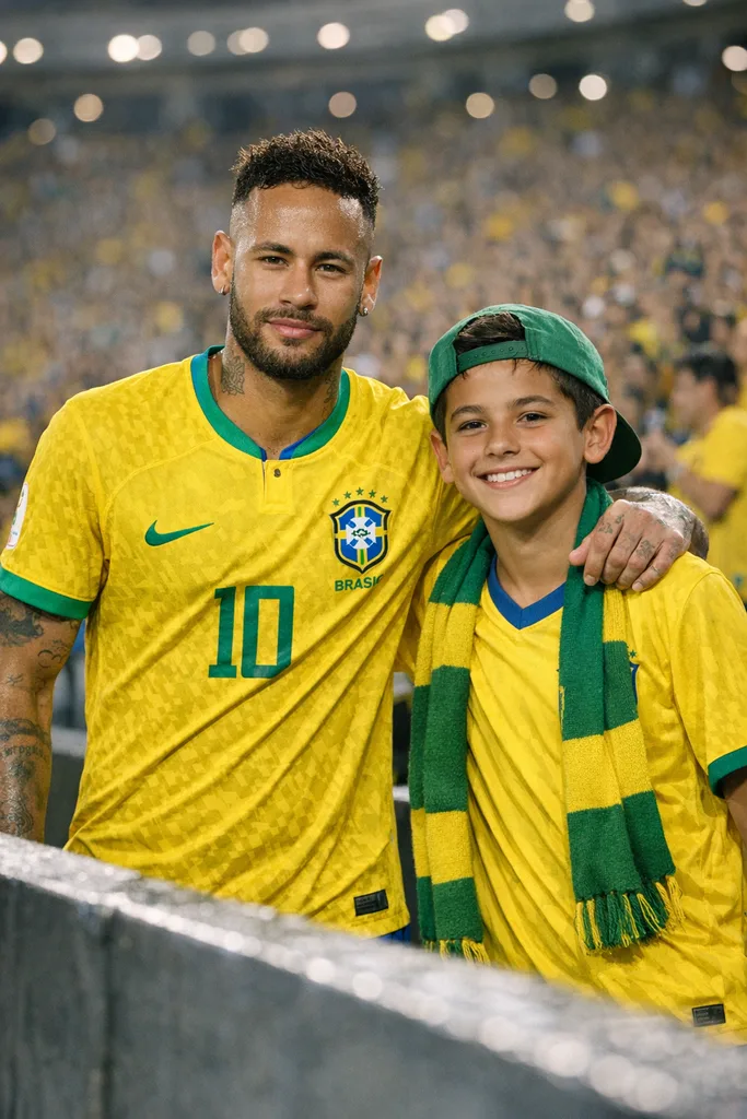 Photo with Neymar Jr at Maracanã - Gemini AI Prompt