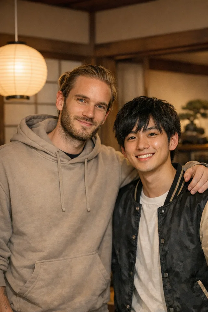 Photo with PewDiePie - YouTube Veteran Gemini AI Prompt
