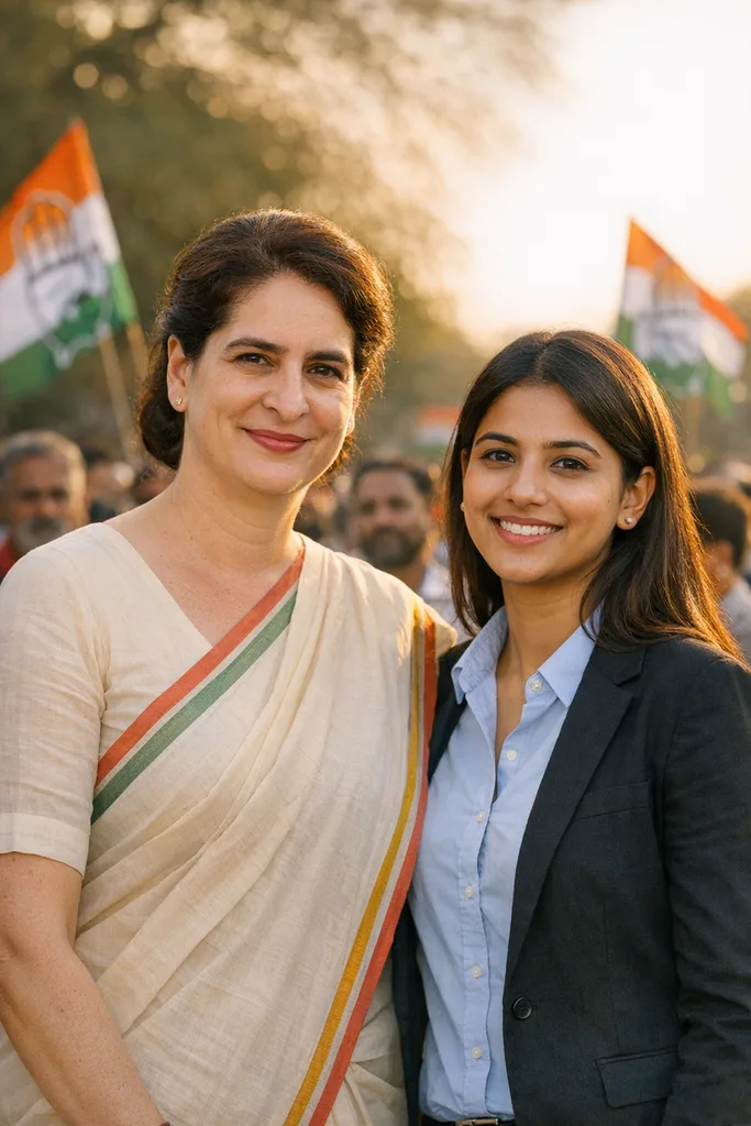Photo with Priyanka Gandhi - Congress Leader Gemini AI Prompt