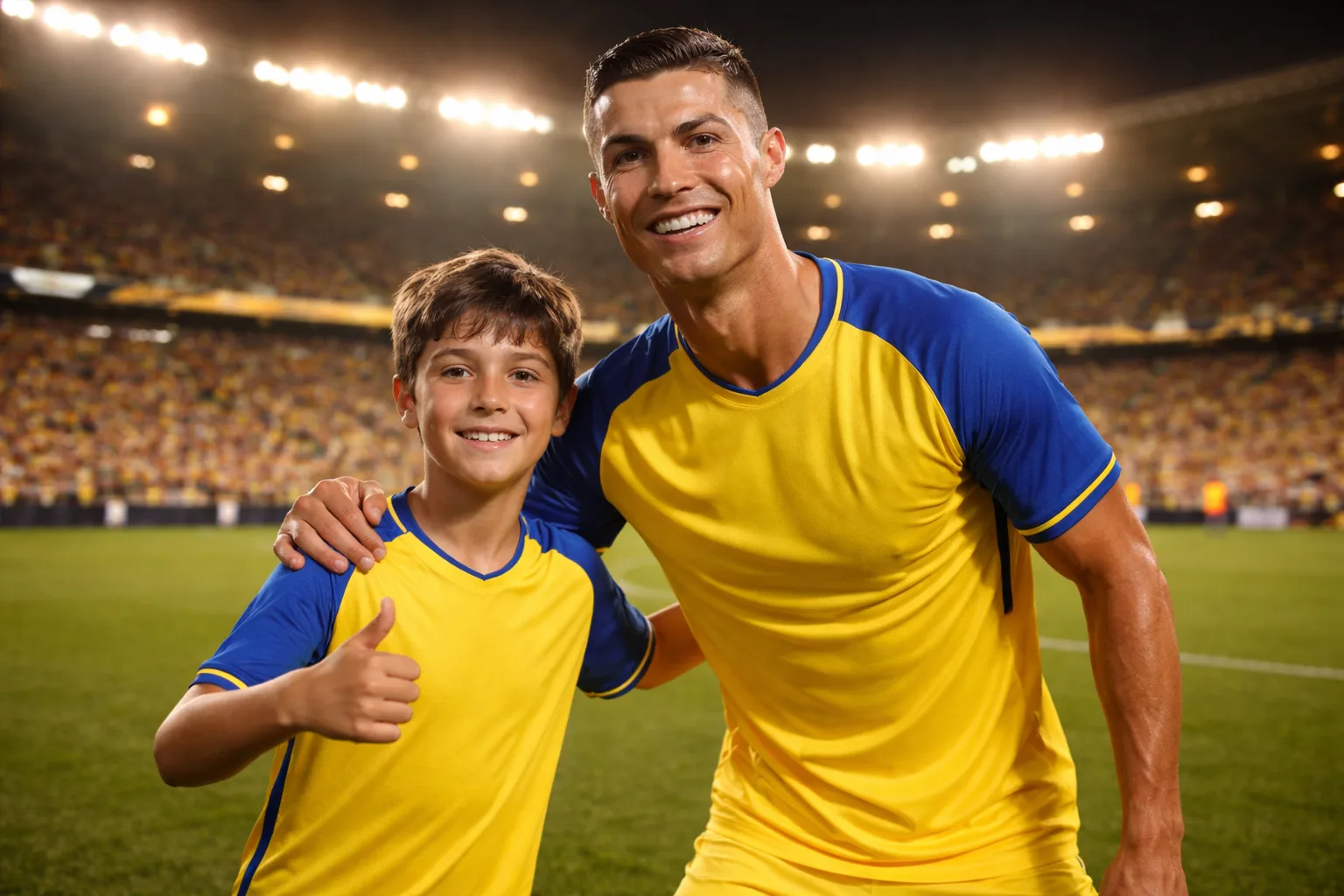 Photo with Cristiano Ronaldo at Al Nassr Stadium - CR7 AI Prompt Gemini