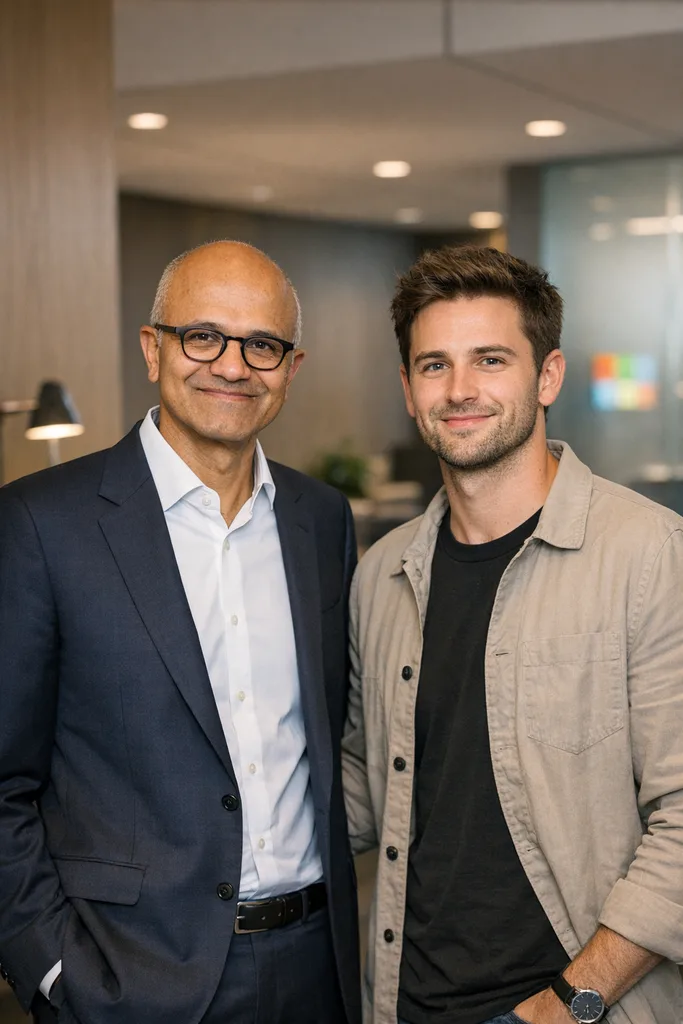 Photo with Satya Nadella - Microsoft CEO Gemini AI Prompt