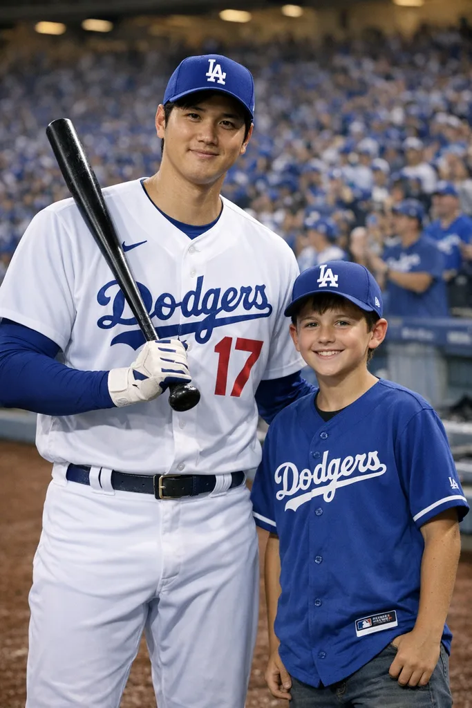 Photo with Shohei Ohtani at Dodger Stadium - Gemini AI Prompt