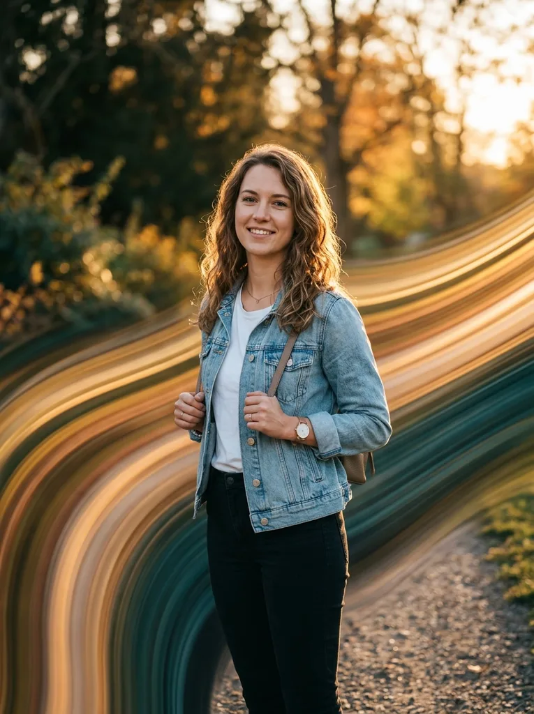 Pixel Stretch AI Photo Prompt — Motion Ribbon Portrait Edit