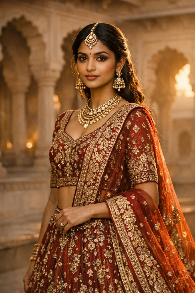 Royal Bollywood Lehenga AI Photo Prompt