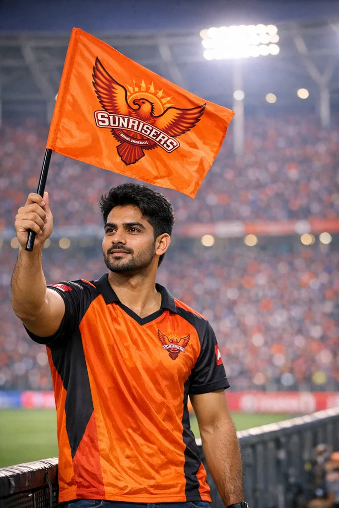 SRH Fan at Rajiv Gandhi Stadium - IPL Photo Prompt