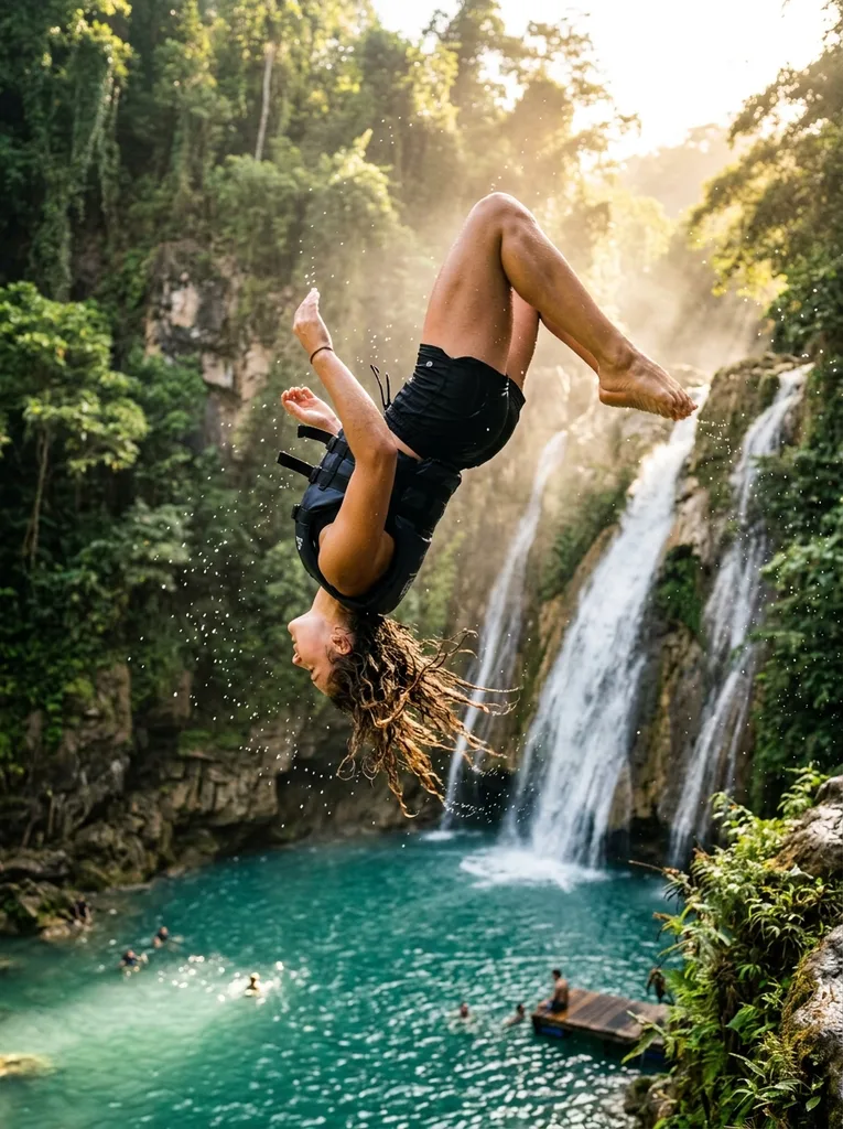 Waterfall Backflip Stunt AI Photo Prompt